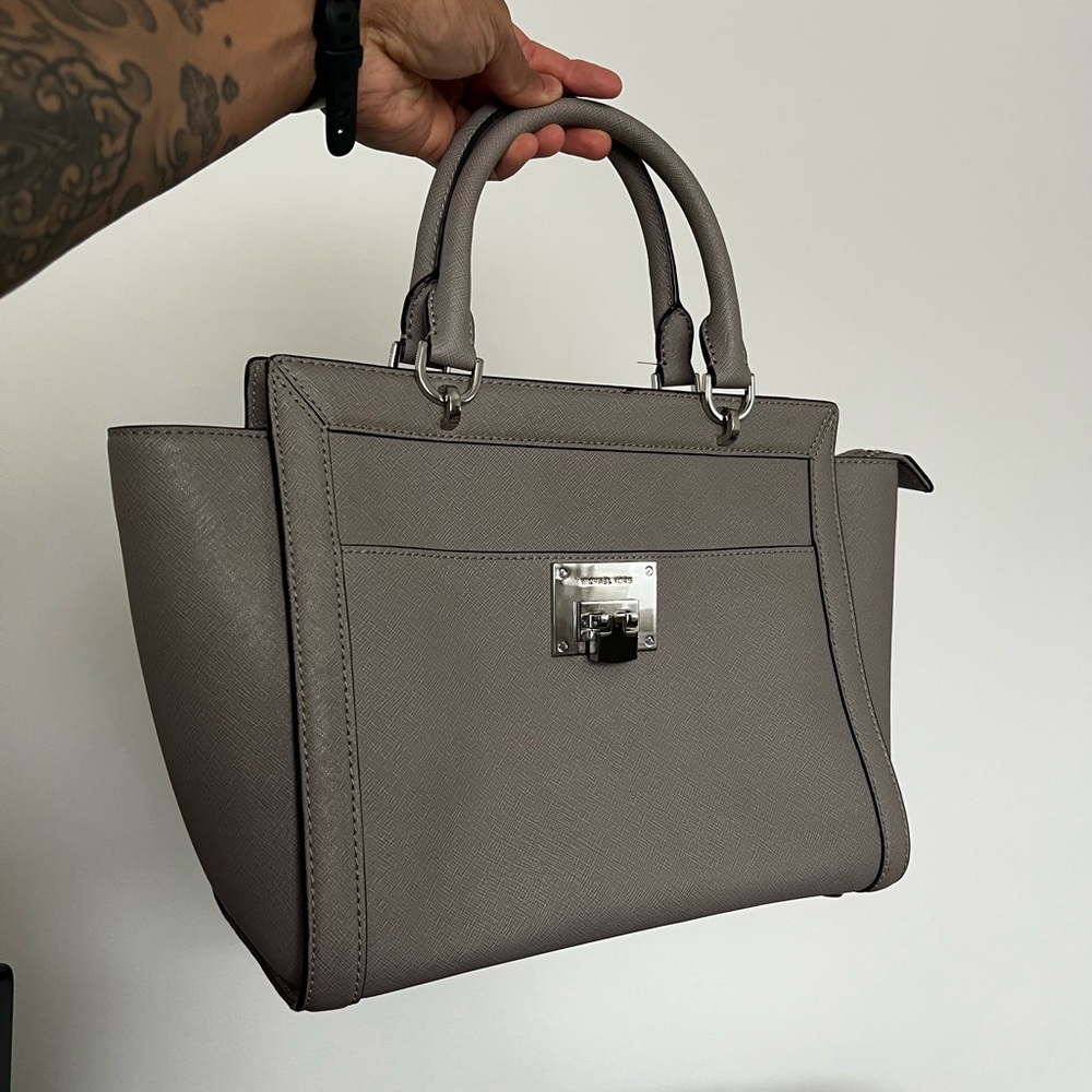Michael Kors Tina Gray Saffiano Leather Handbag
